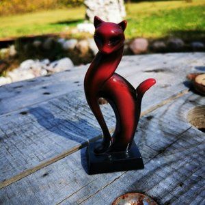 Resin MCM Style Oxblood Colour Cat Figure